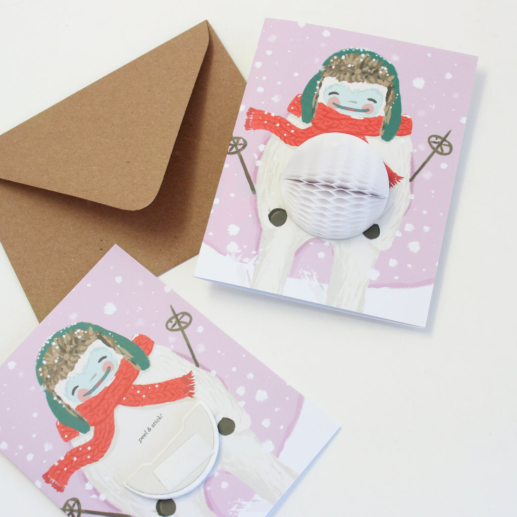 Pop-up Card - Skiing Yeti