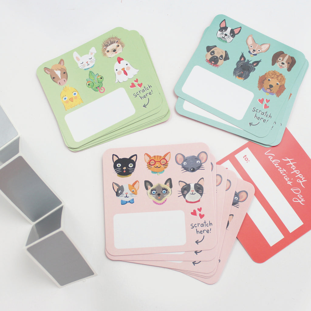 Scratch-off Valentine Cards - Pet Faces