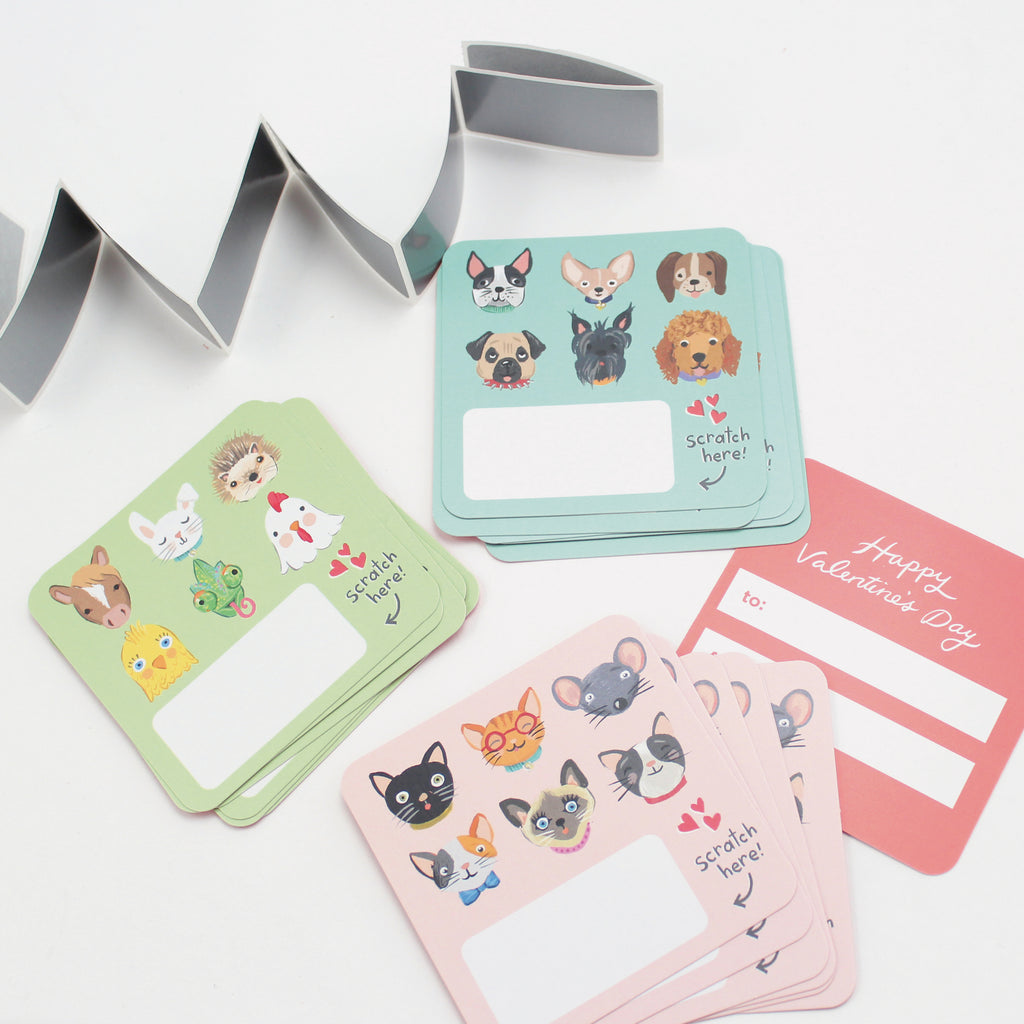 Scratch-off Valentine Cards - Pet Faces