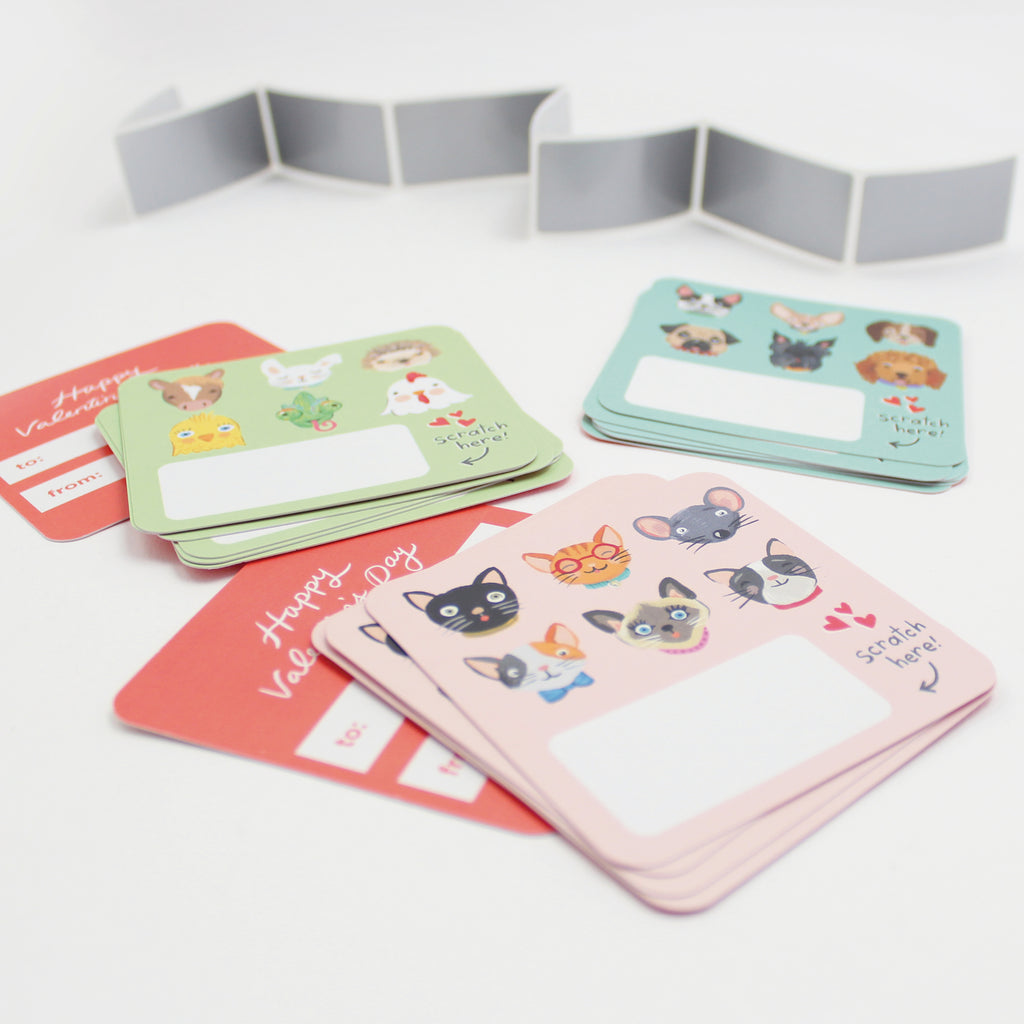 Scratch-off Valentine Cards - Pet Faces
