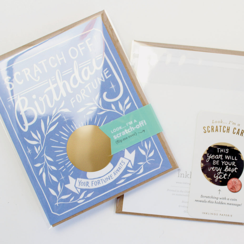 Scratch-off Fortune Card - Blue Floral Birthday