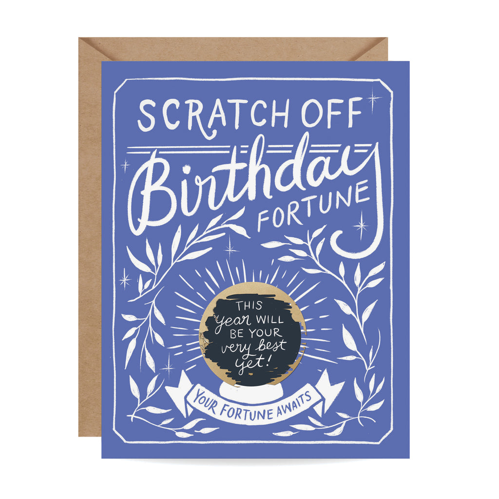 Scratch-off Fortune Card - Blue Floral Birthday