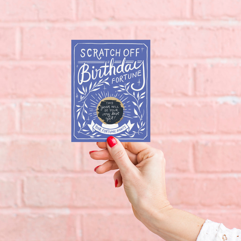 Scratch-off Fortune Card - Blue Floral Birthday