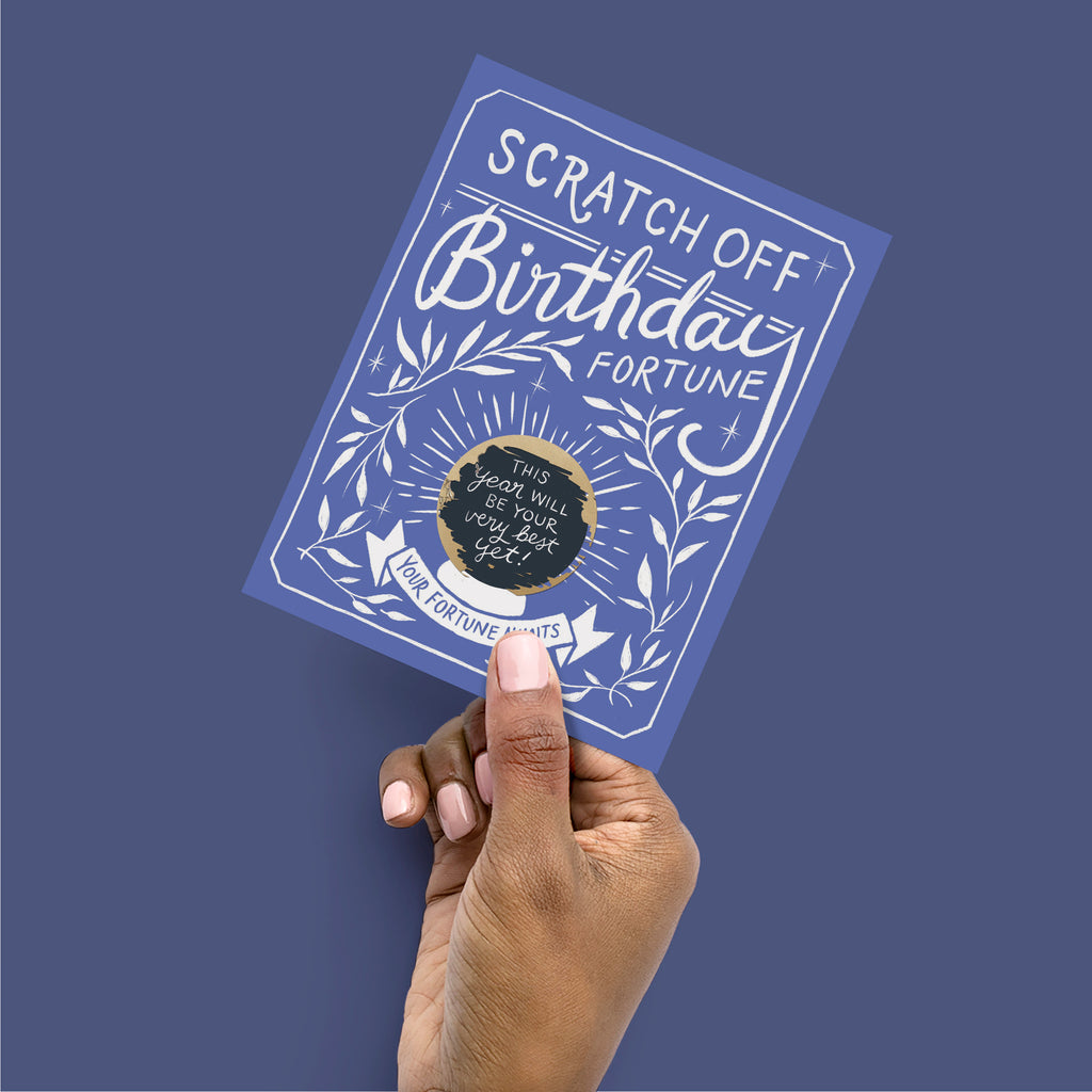 Scratch-off Fortune Card - Blue Floral Birthday