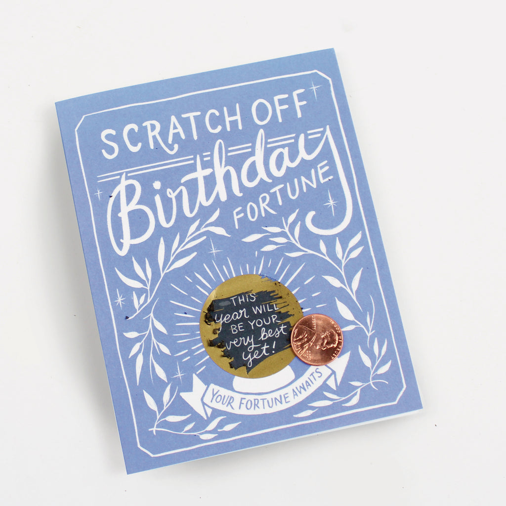 Scratch-off Fortune Card - Blue Floral Birthday