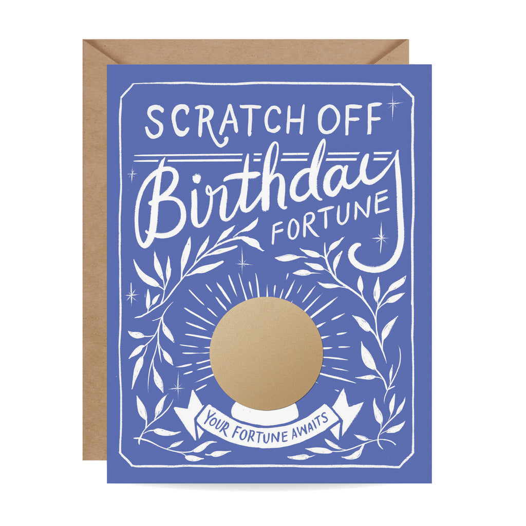 Scratch-off Fortune Card - Blue Floral Birthday