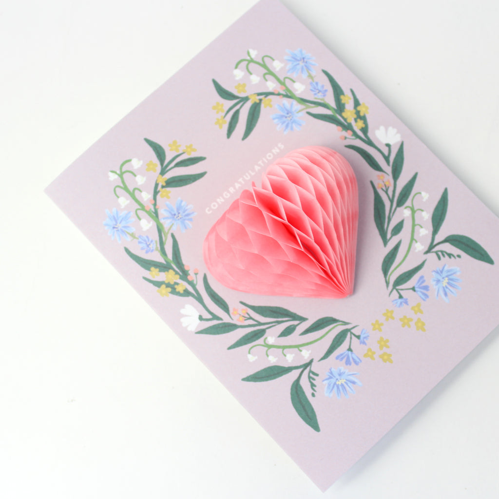 Pop-up Card - Folk Heart - Congratulations/Wedding