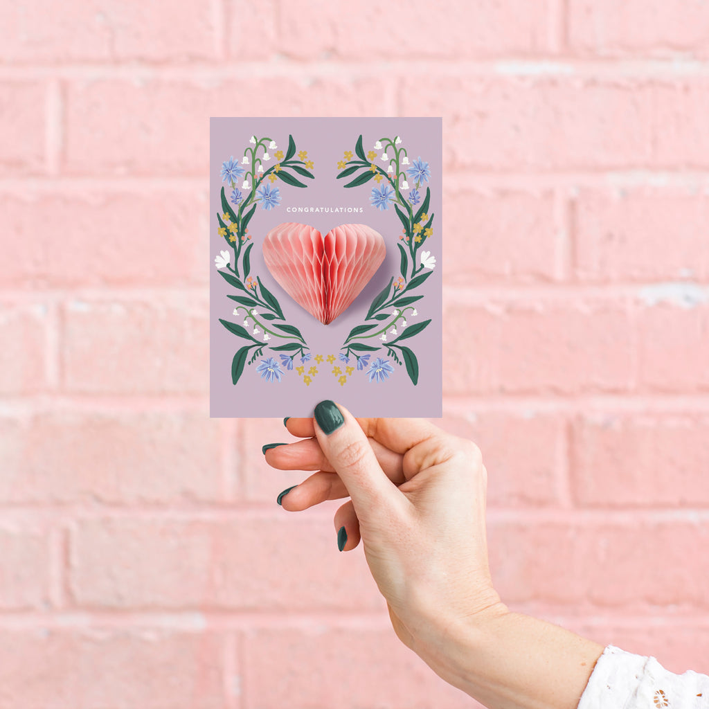 Pop-up Card - Folk Heart - Congratulations/Wedding