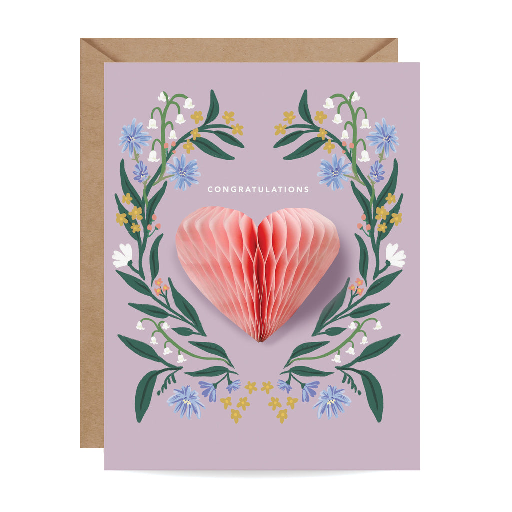 Pop-up Card - Folk Heart - Congratulations/Wedding