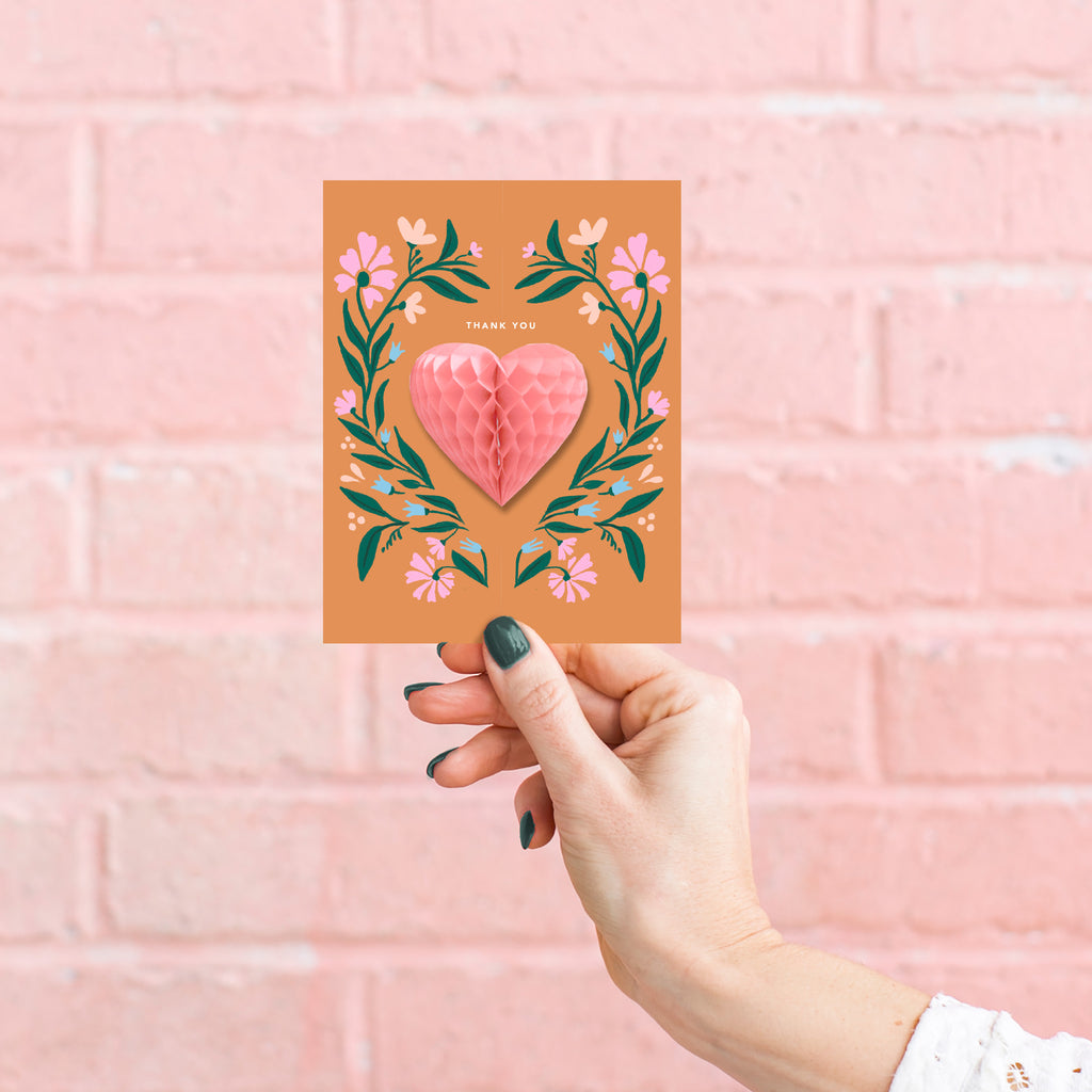 Pop-up Card - Folk Heart - Thank You