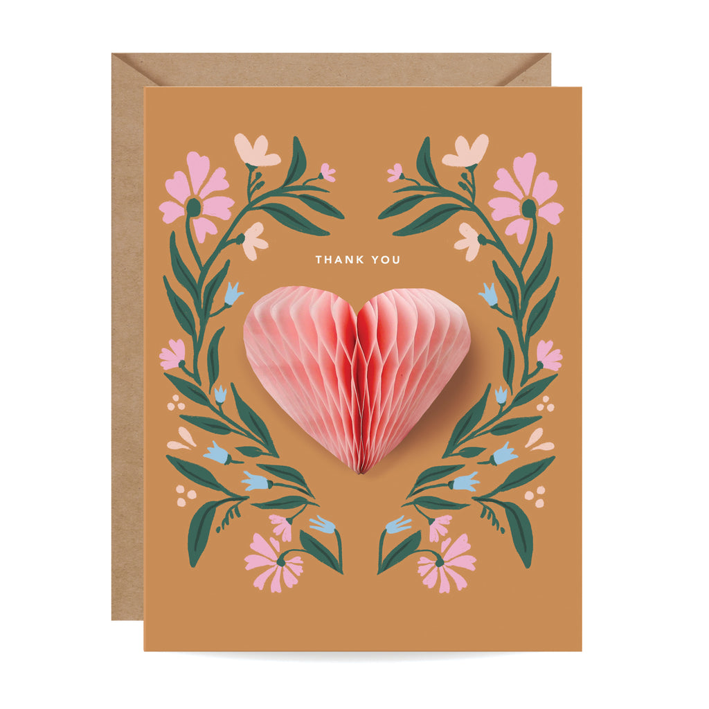 Pop-up Card - Folk Heart - Thank You