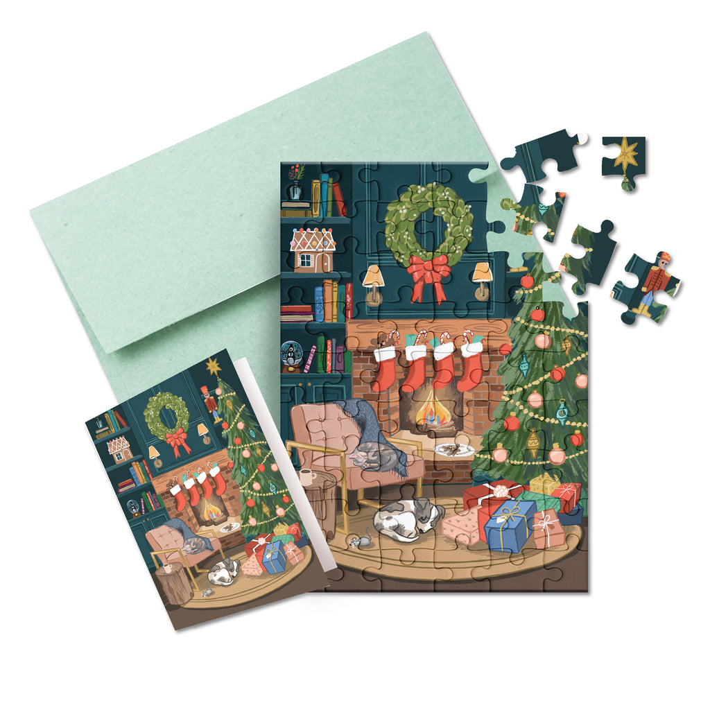 Puzzle Card - Cozy Fireplace