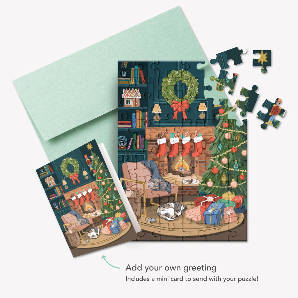 Puzzle Card - Cozy Fireplace