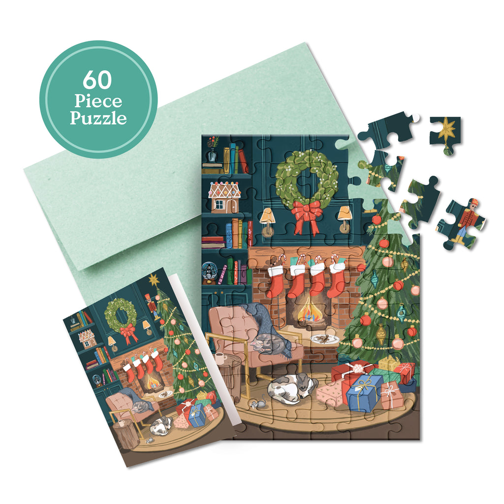 Puzzle Card - Cozy Fireplace