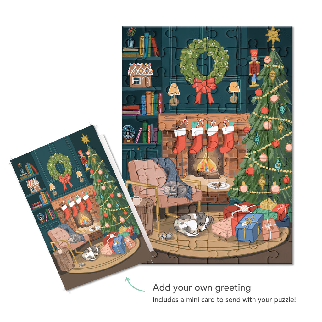 Puzzle Card - Cozy Fireplace