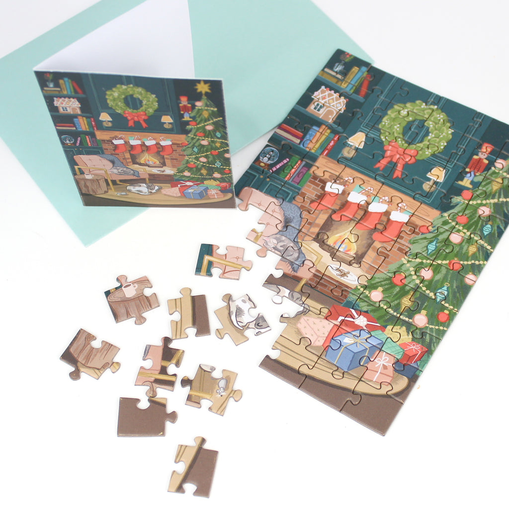 Puzzle Card - Cozy Fireplace