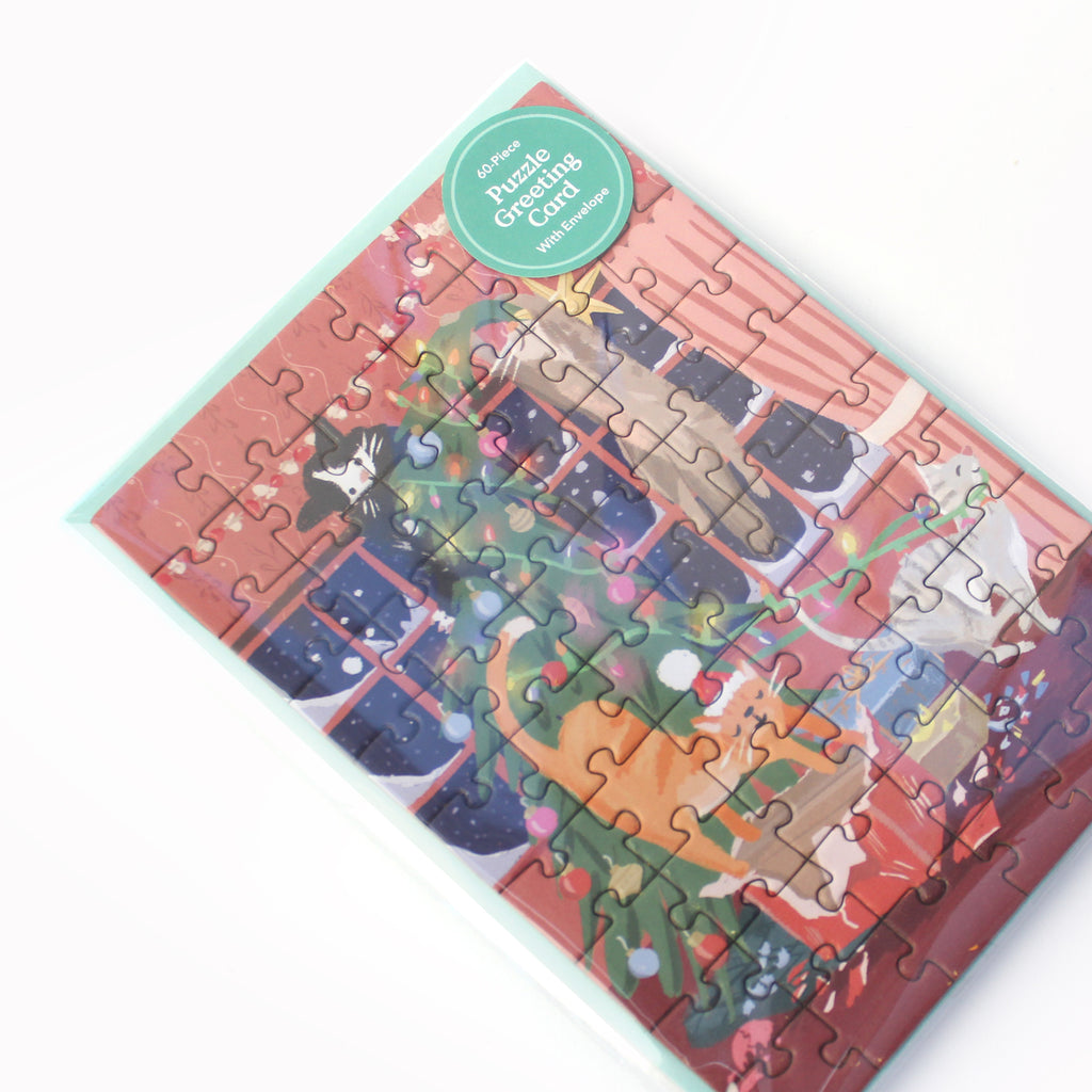 Puzzle Card - Christmas Cats
