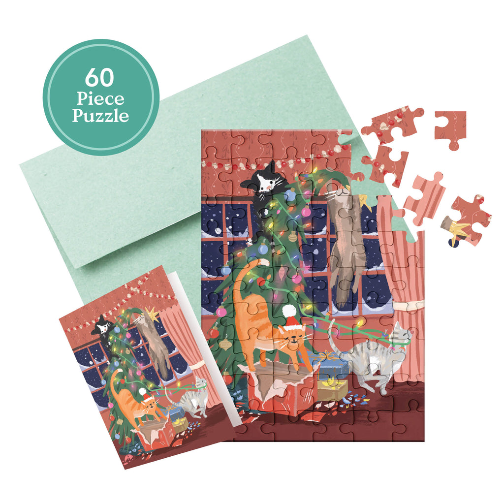 Puzzle Card - Christmas Cats