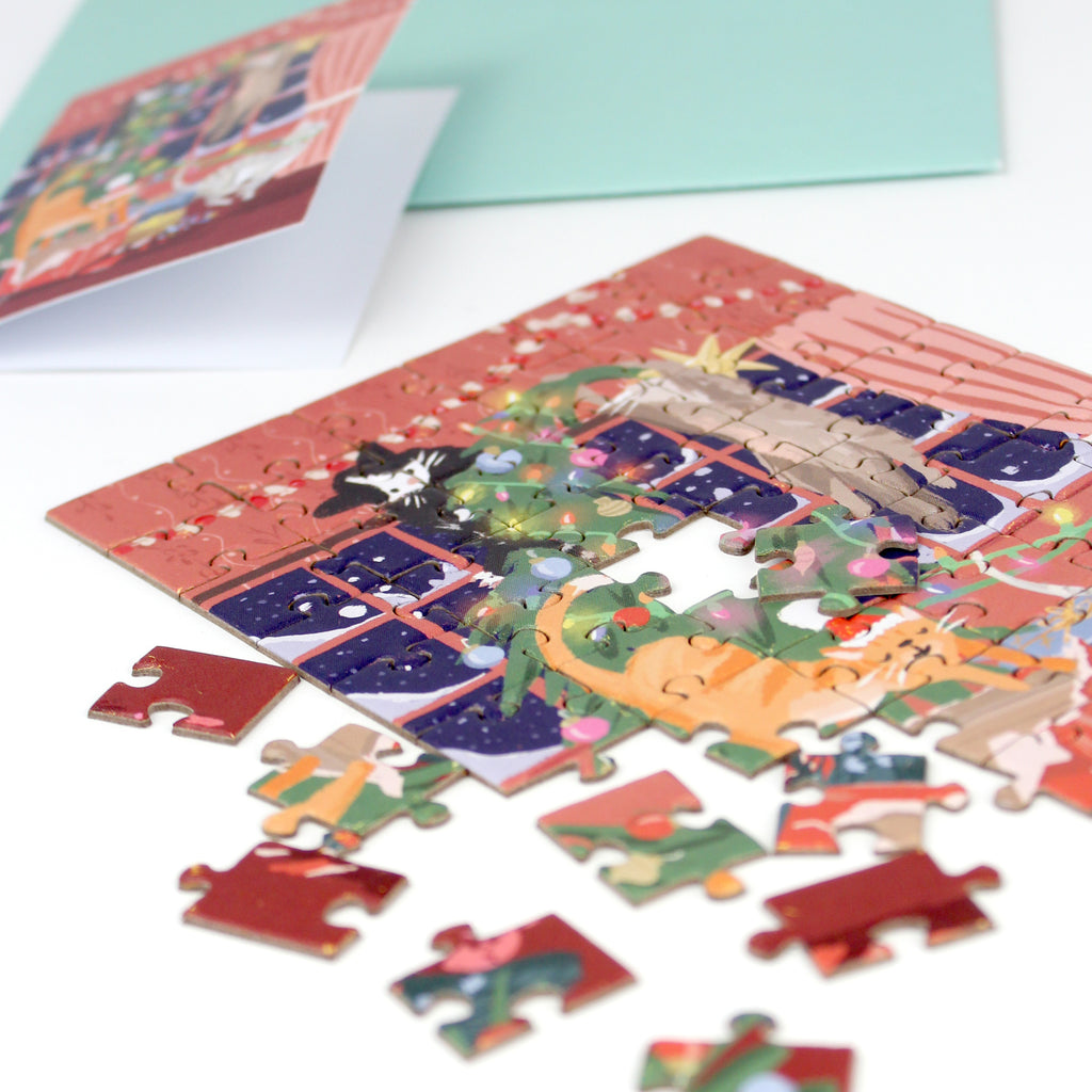 Puzzle Card - Christmas Cats