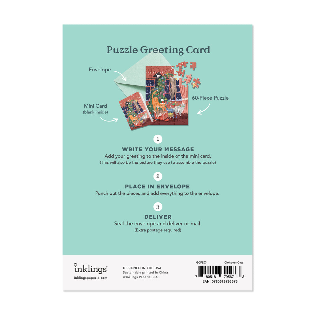Puzzle Card - Christmas Cats