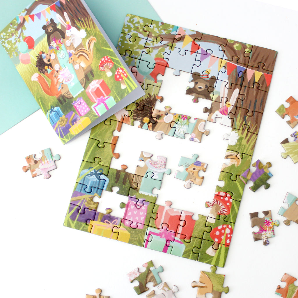 Puzzle Card - Woodland Party
