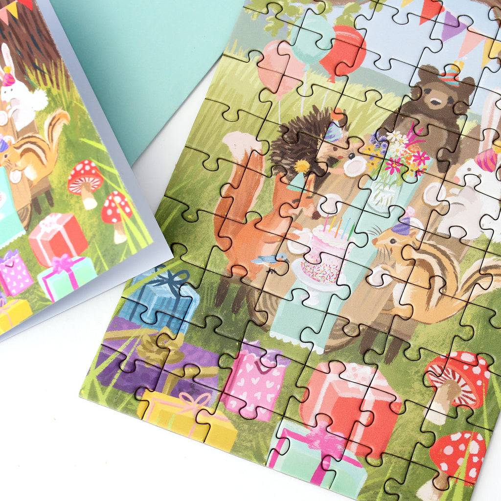 Puzzle Card - Woodland Party