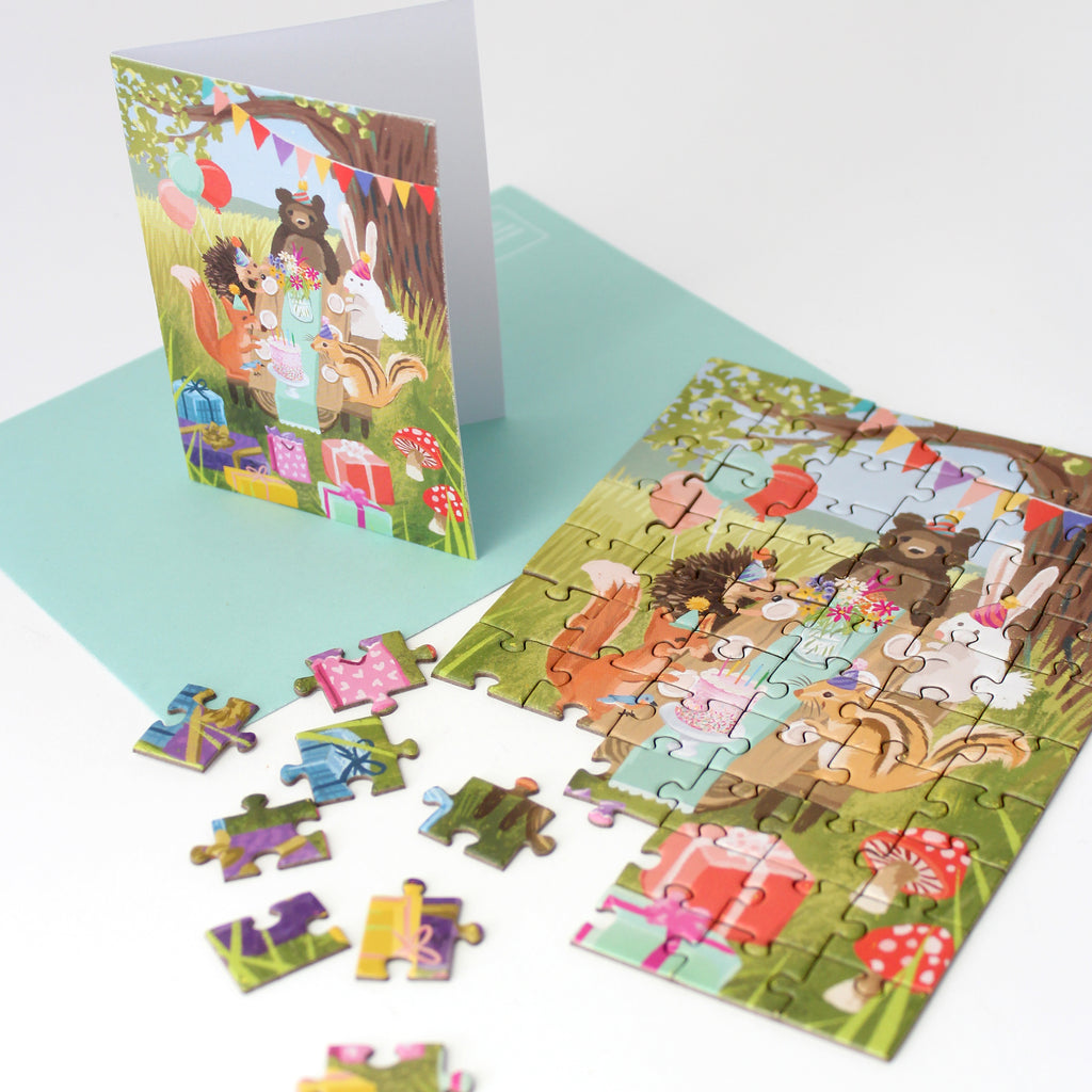 Puzzle Card - Woodland Party