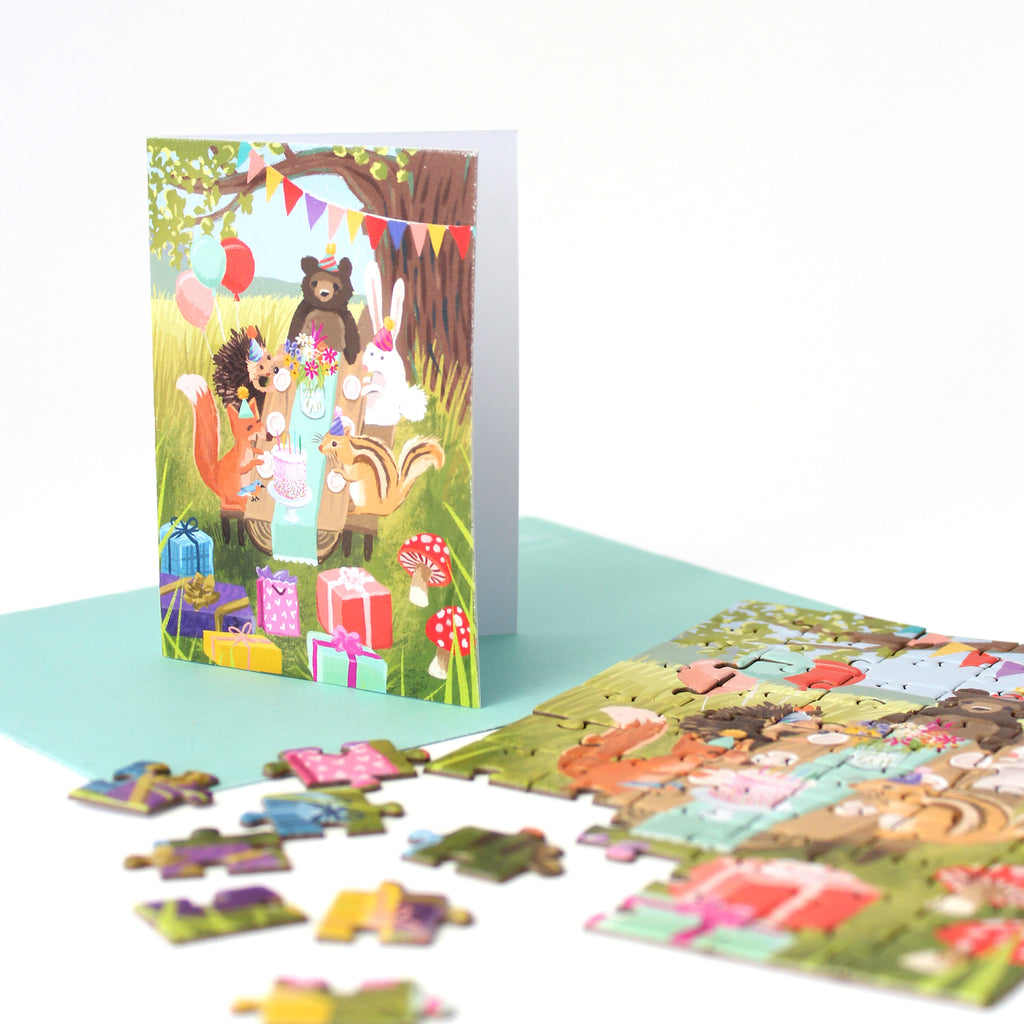 Puzzle Card - Woodland Party