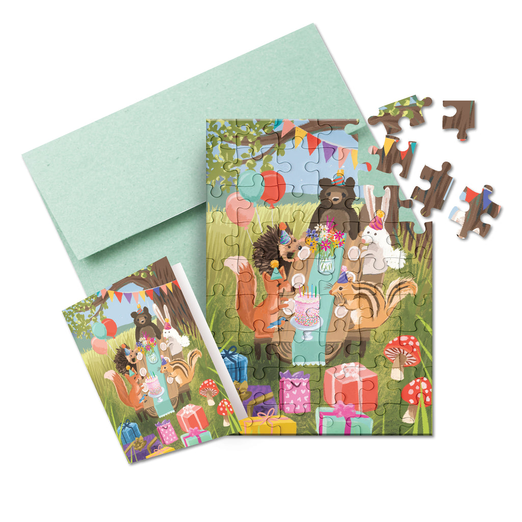 Puzzle Card - Woodland Party
