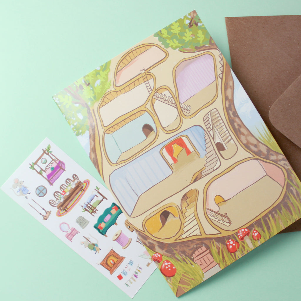 Sticker Scene Card - Mouse House