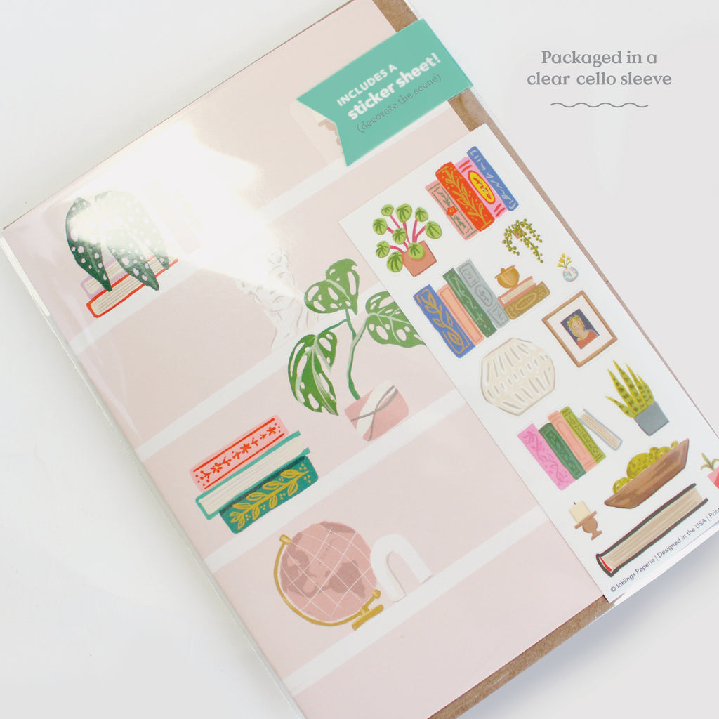 Sticker Scene Card - Bookshelf