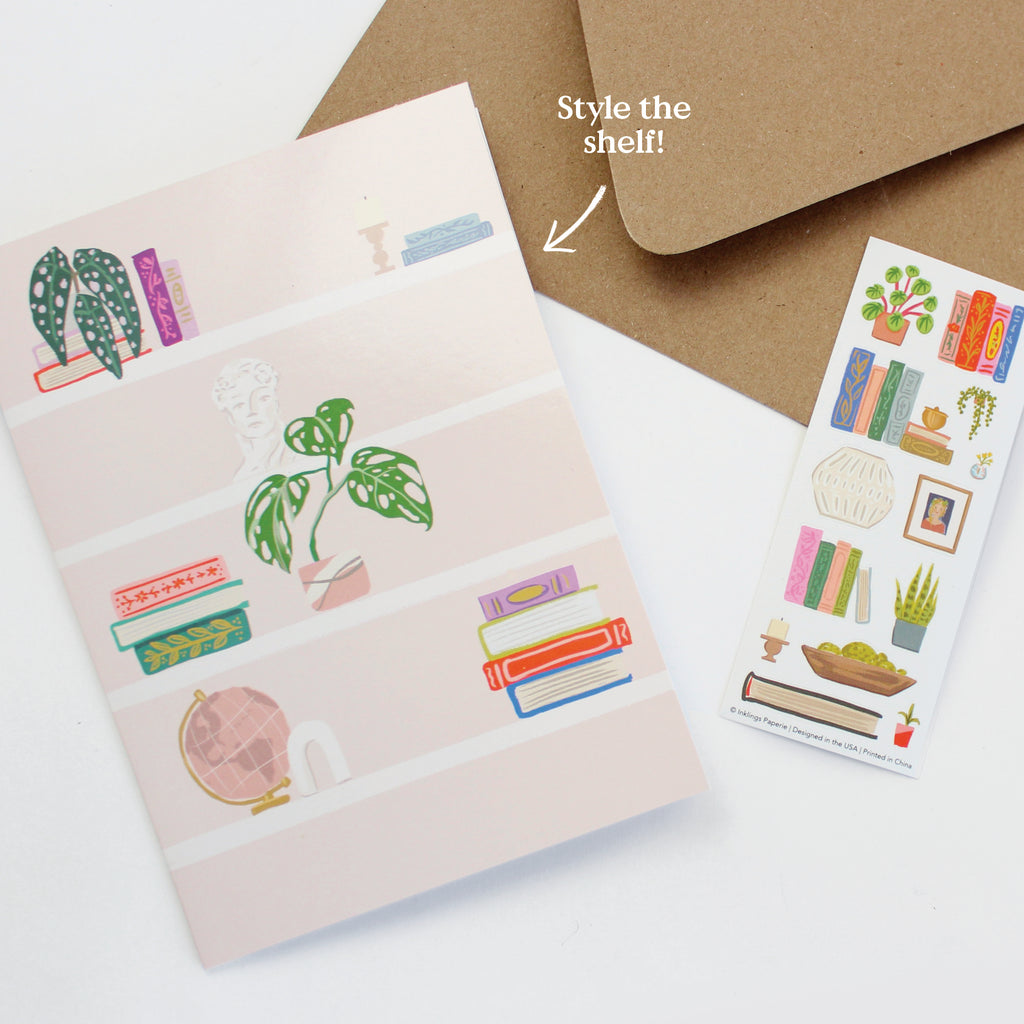 Sticker Scene Card - Bookshelf