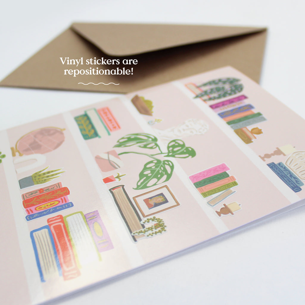 Sticker Scene Card - Bookshelf