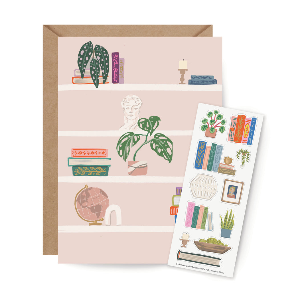 Sticker Scene Card - Bookshelf