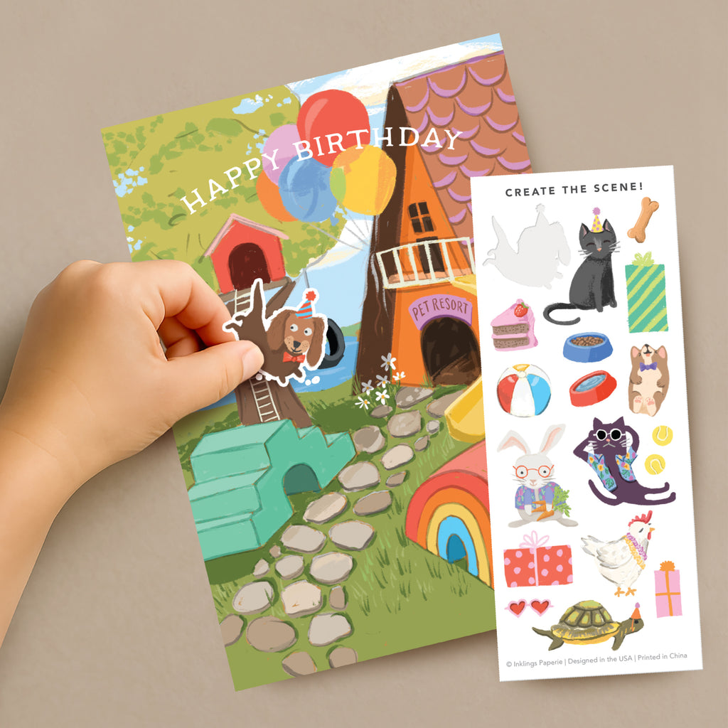 Sticker Scene Birthday Card - Pet Resort