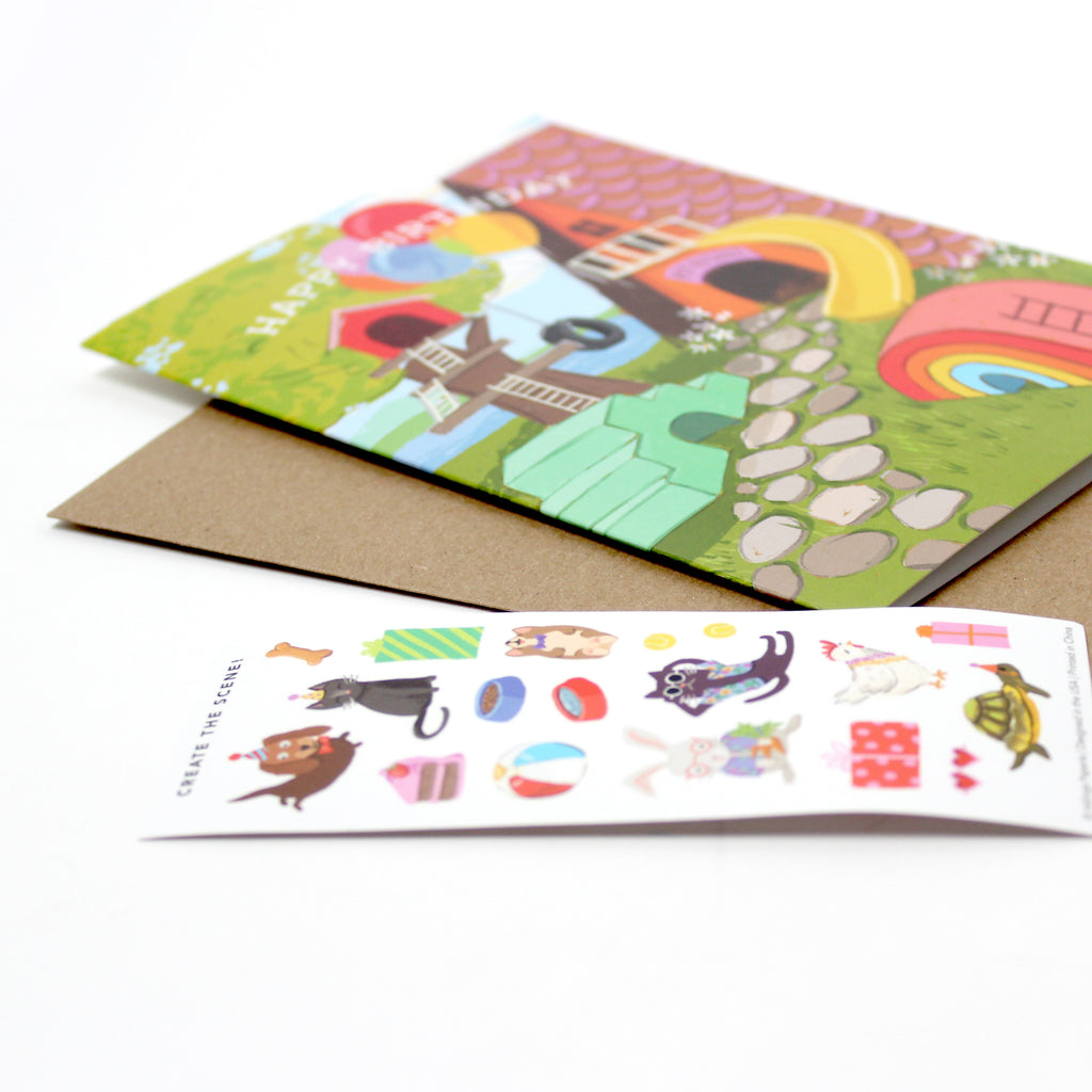Sticker Scene Birthday Card - Pet Resort