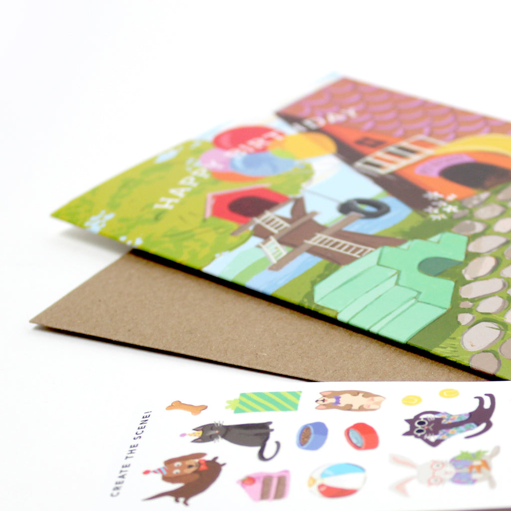 Sticker Scene Birthday Card - Pet Resort