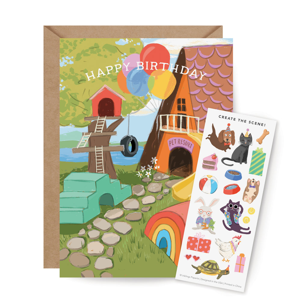 Sticker Scene Birthday Card - Pet Resort