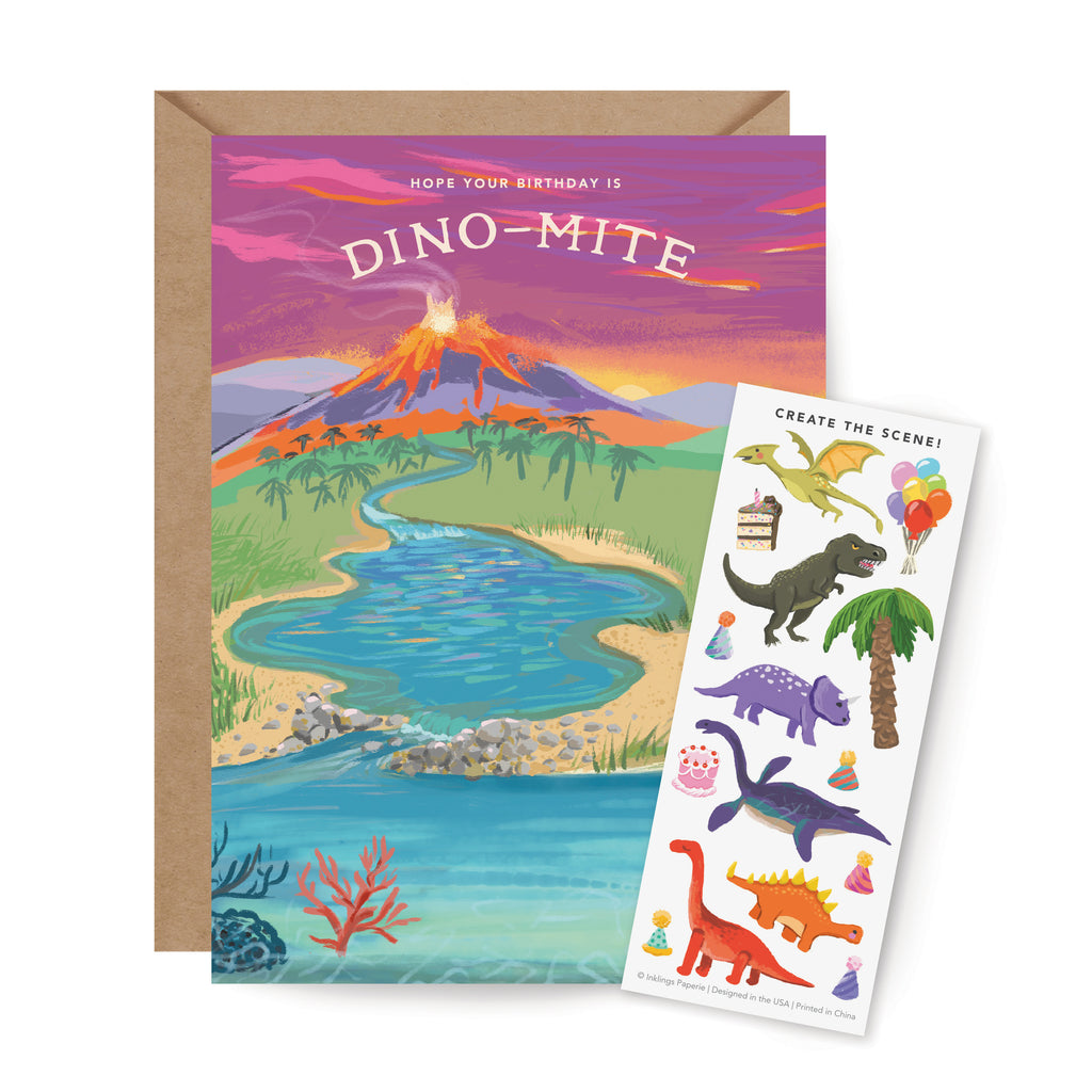 Sticker Scene Birthday Card - Dinosaur