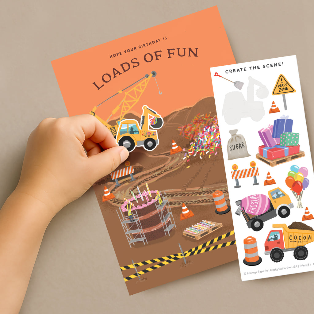 Sticker Scene Birthday Card - Construction