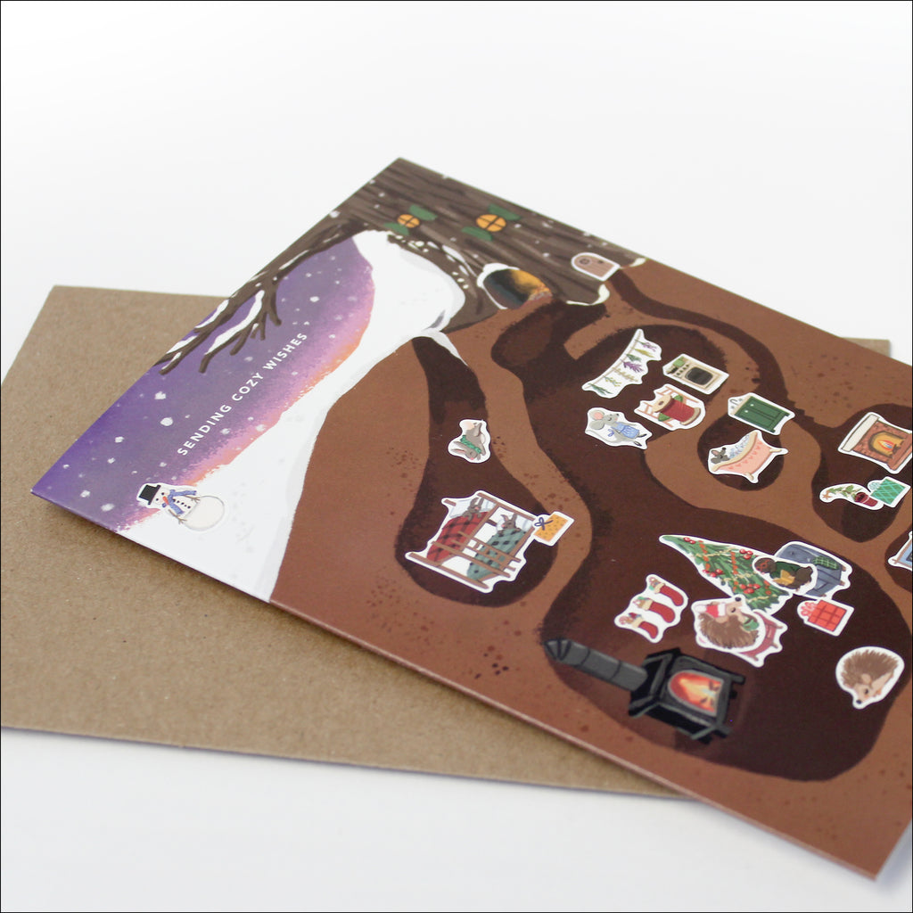 Sticker Scene Card - Cozy Woodland Creatures