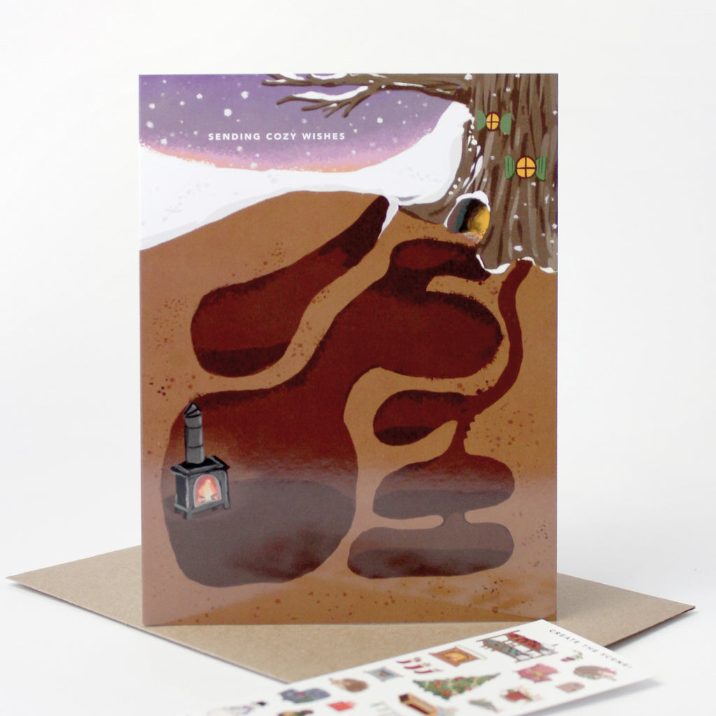 Sticker Scene Card - Cozy Woodland Creatures