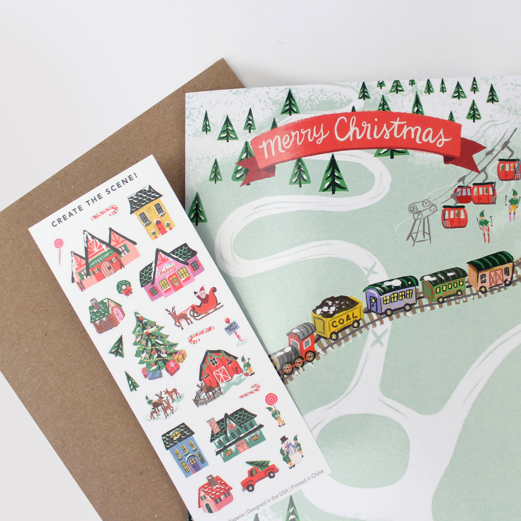 Sticker Scene Card - North Pole Village
