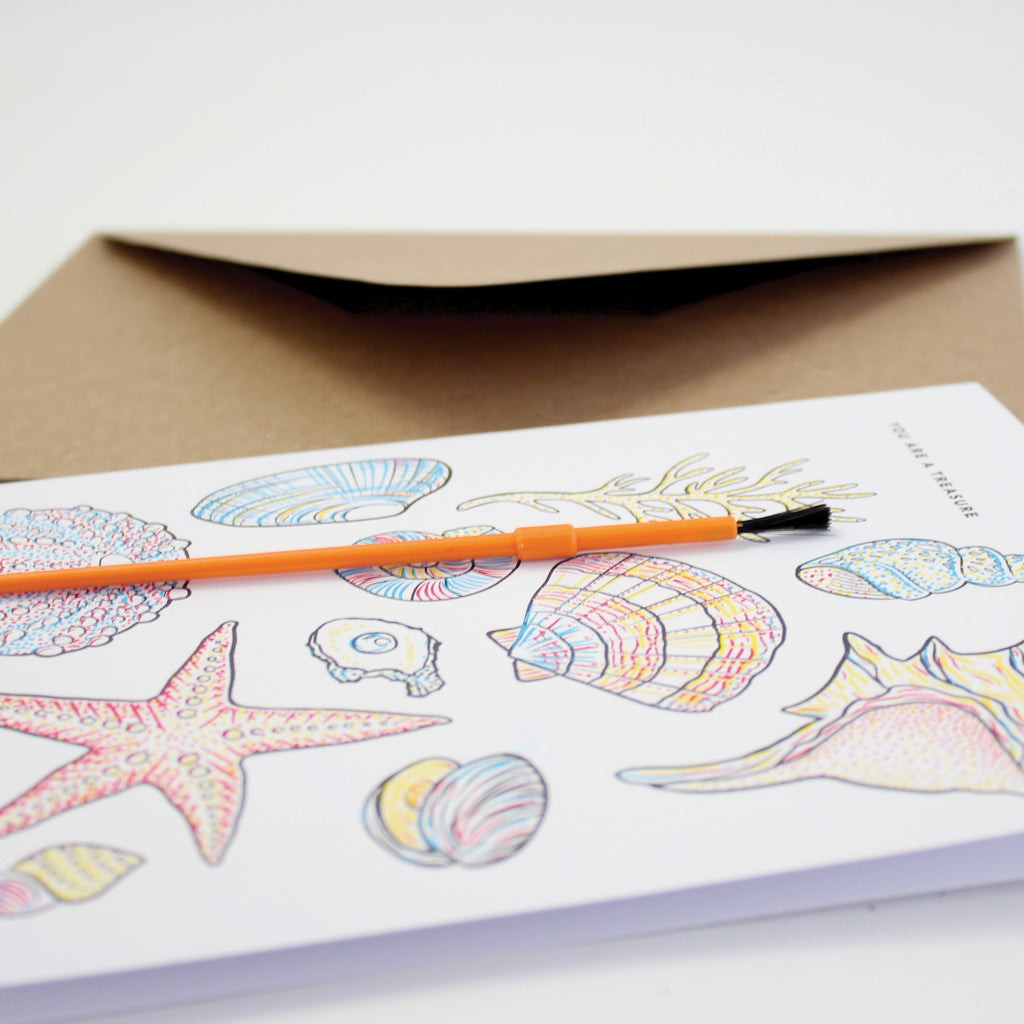 Paint With Water Card - Seashells
