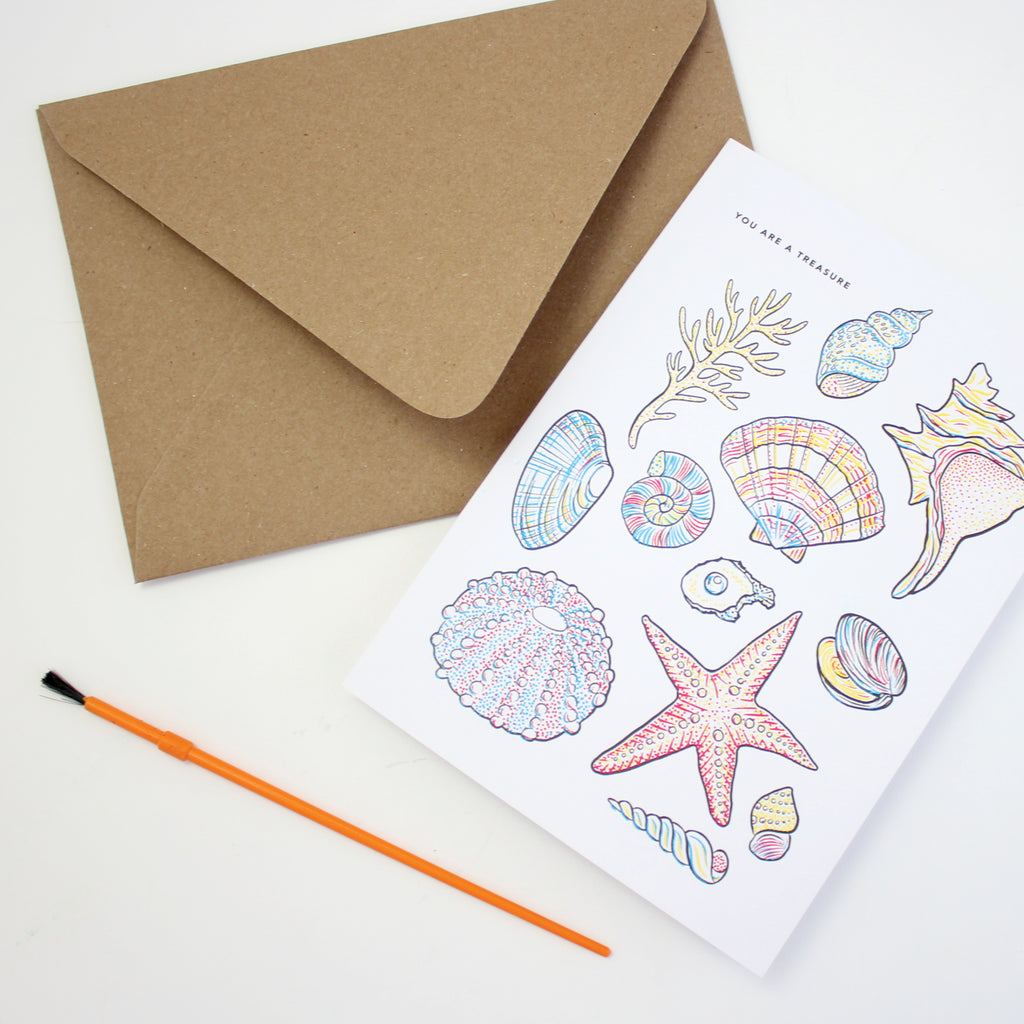 Paint With Water Card - Seashells