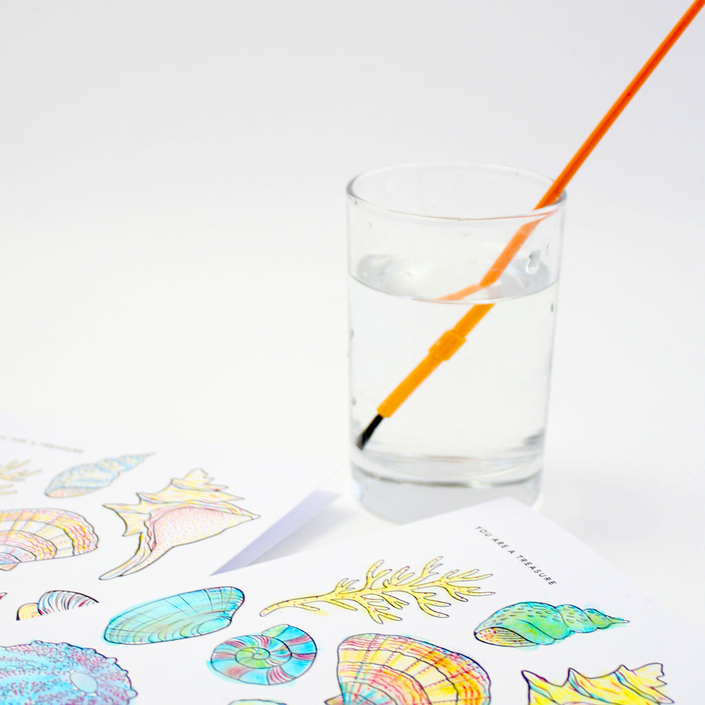 Paint With Water Card - Seashells