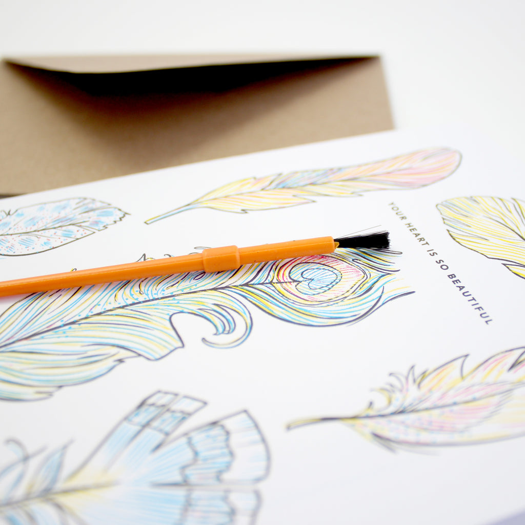 Paint With Water Card - Feathers