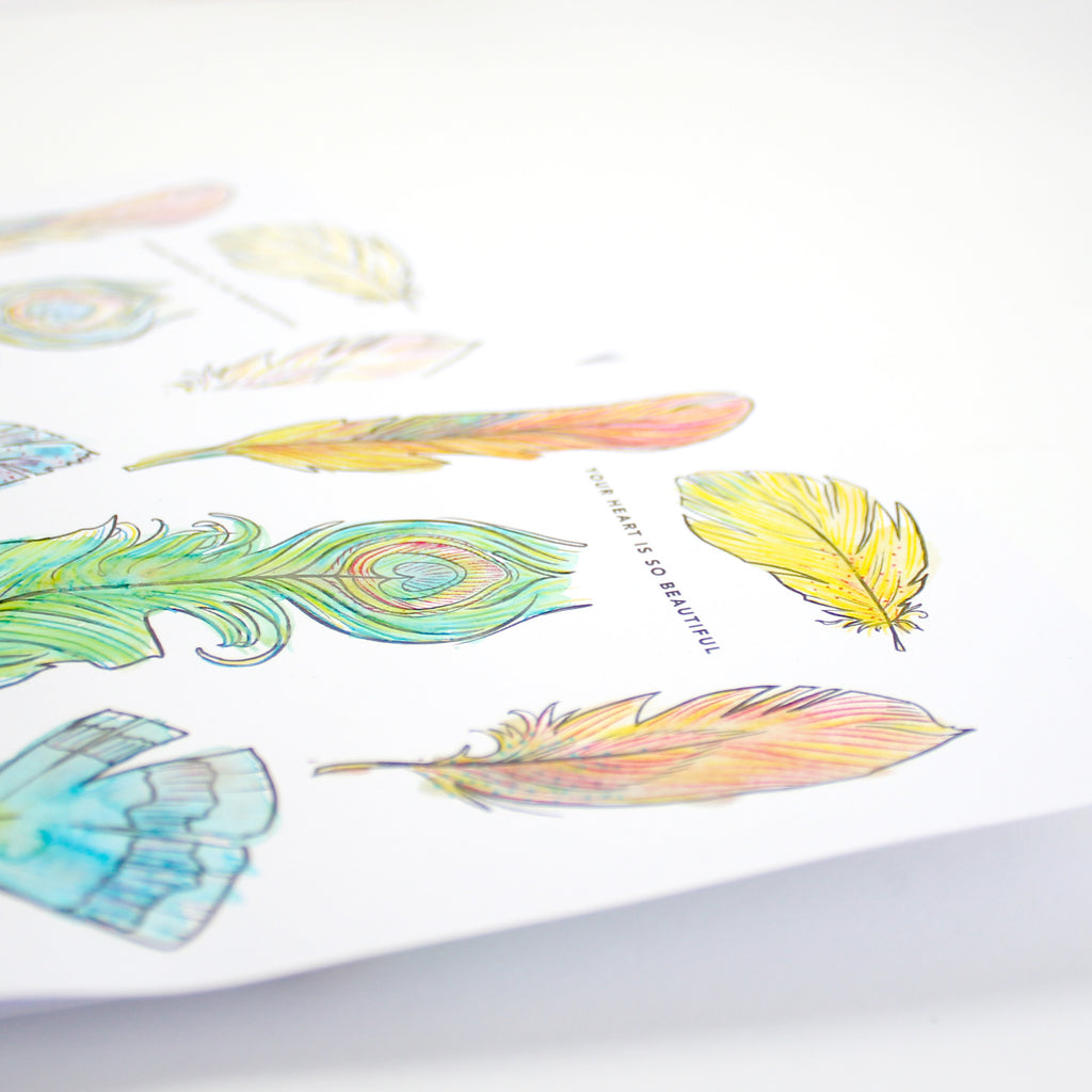 Paint With Water Card - Feathers
