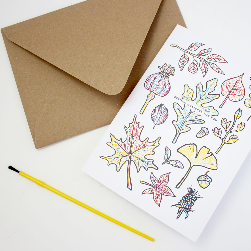 Paint With Water Card - Grateful Leaves