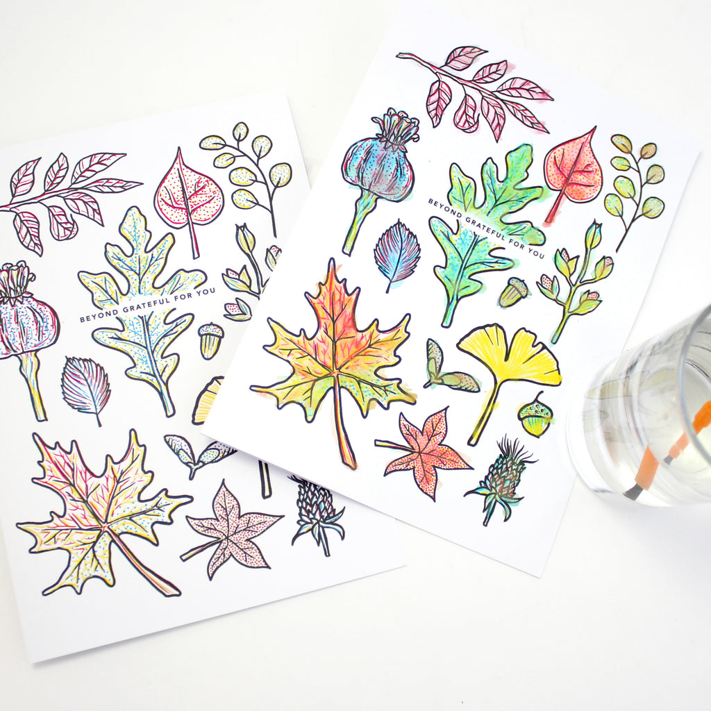 Paint With Water Card - Grateful Leaves